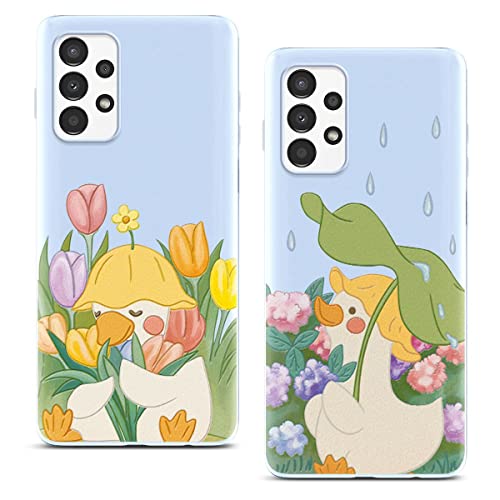 Phoona [2 Stück] Hülle für Samsung Galaxy A13 4G 6,6", TPU Weiche Blau Matt Silicone Schutzhülle, Ultra Dünn Stoßfest Schutz Handyhülle mit Motiv Designs Case Cover für Samsung A13 4G Teichente von Phoona