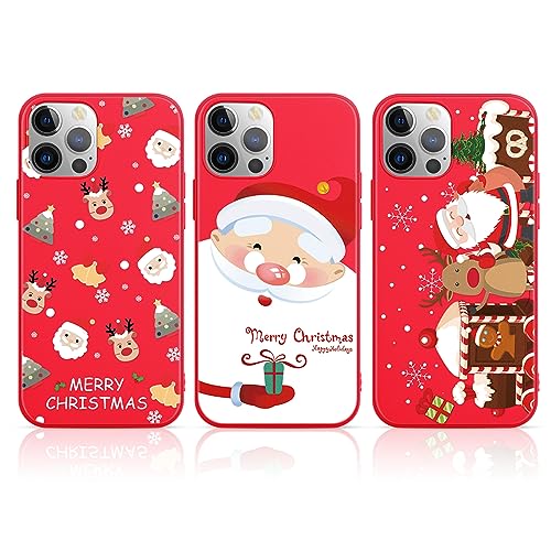 Phoona 3 Stück Weihnachten HandyHülle für Samsung Galaxy A34 5G 6,5" Hülle mit Motiv, Weihnachtsmann Aesthetic Muster Christmas Case, Dünn Weich Silikon TPU Stoßfeste Bumper Schutzhülle Cover von Phoona