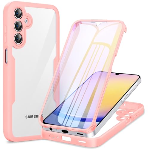 Phoona für Samsung Galaxy A25 5G Hülle, 360 Grad Robust Stoßfest Schutzhülle mit Eingebautem Displayschutz, Case Transparent Panzerhülle Handyhülle für Samsung A25, Rosa von Phoona