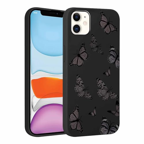 Phoona Handyhülle Kompatibel mit iPhone 12/iPhone 12 Pro Hülle 6,1", Schwarze Schmetterling Muster Frauen Mädchen Aesthetic Case Dünn Weich Schlanke Silikon Slim Stoßfest Schutzhülle für iPhone 12 von Phoona