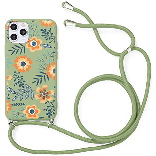 Phoona Handykette Hülle für Apple iPhone 11 Pro Max 6,5" mit Band, Seil Necklace Handyhülle zum Umhängen Kordel Tasche Cover Blume Motiv Case TPU Silikon Stoßfest Schutzhülle für iPhone 11 Pro Max von Phoona