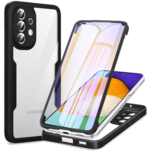 Phoona für Samsung Galaxy A52 5G/4G / A52s 5G Hülle, 360 Grad Robust Stoßfest Schutzhülle mit Eingebautem Displayschutz, Case Transparent Panzerhülle Handyhülle für Samsung A52 / A52s, Schwarz von Phoona