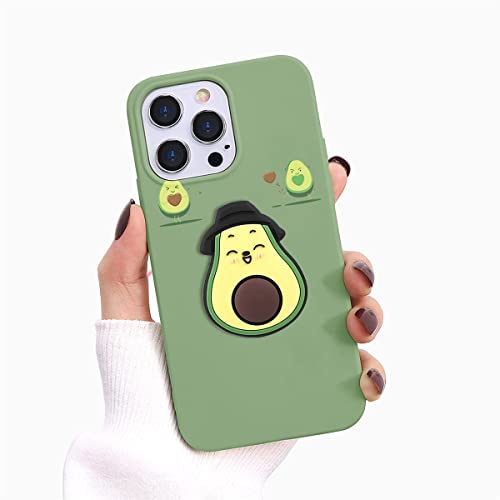 Phoona für Samsung Galaxy A53 5G Hülle 6,5" mit Silikon Finger Halter Ständer, Silikonhülle mit Designs Schutz Handyhülle Flexibel Dünn TPU Phone Case Schutzhülle Cover für Samsung A53 5G - Avocado von Phoona