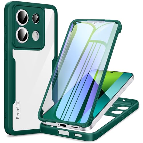 Phoona für Xiaomi Redmi Note 13 Pro 5G/Poco X6 5G Hülle, 360 Grad Robust Stoßfest Schutzhülle mit Eingebautem Displayschutz, Case Transparent Panzerhülle Handyhülle für Redmi Note 13 Pro, Grün von Phoona