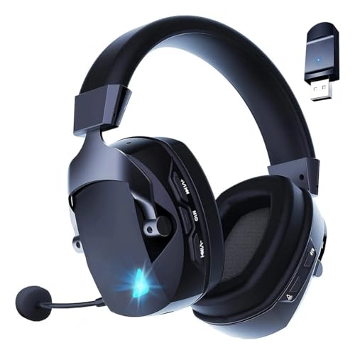 Kabelloses Gaming-Headset mit Mikrofon, 2,4 G Bluetooth-Kopfhörer, USB 3,5 Mm, Kabelgebunden, 3 für PC, Laptop, für, für, Schwarz von Phyachelo