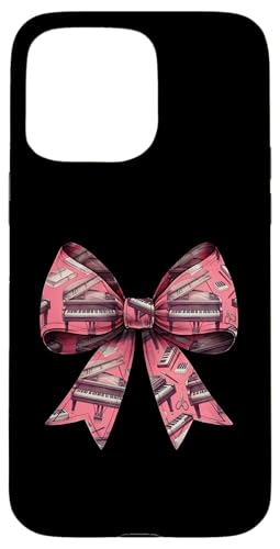 Hülle für iPhone 15 Pro Max Kokette Schleife Klavier Mama Pianist Muttertag Rosa Schleife Mädchen von Piano Pianist Coquette Aesthetic Girl Women Gifts