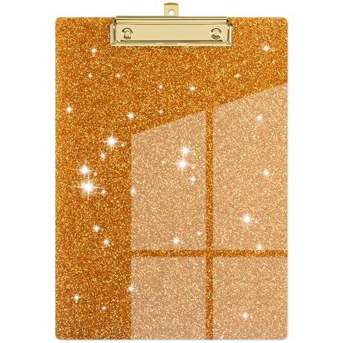 Piasoenc Acryl Klemmbretter, Mode Glitter Klemmbrett, Standard Letter Größe Klemmbrett, A4 Größe 12,5 "x 9", Cute Konfetti Klemmbretter für Frauen, Rose Gold Desk Bürobedarf und Zubehör von Piasoenc