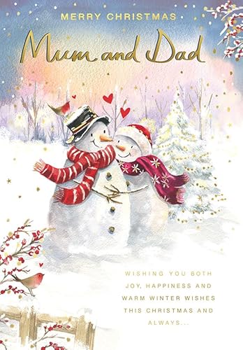 Piccadilly Greetings Weihnachtskarte für Mama und Vater, Schneemann-Paar, 22,9 x 15,2 cm von Piccadilly Greetings