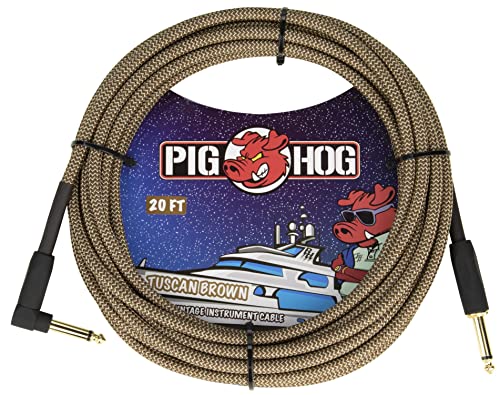 Pig Hog Toskanisches braunes Instrumentenkabel, rechtwinklig, 6 m von Pig Hog