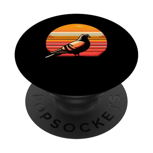 Pigeon Vintage Herren Retro Sunset Birdwatchers Cool PopSockets mit austauschbarem PopGrip von Pigeon Parade - Bird Watching Fashion