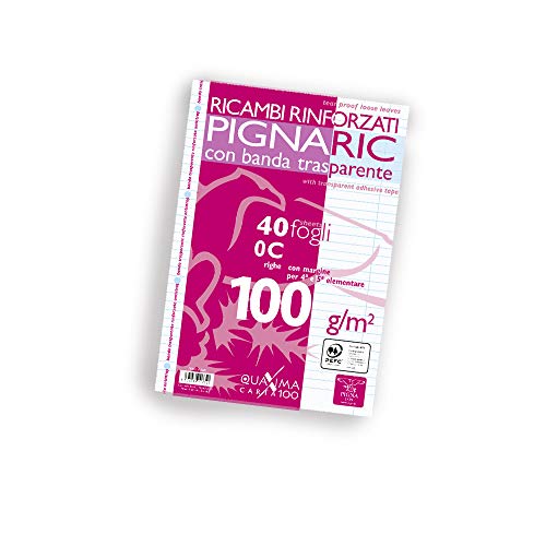 Pigna, 40er Pack 4-Loch, Ablage, verstärkte Seitenstreifen, Blätter mit verstärkter Lochung, 100 g/m² Papier, Blätter im Format A4, 21x29,7, 0C, liniert mit Rand von Pigna