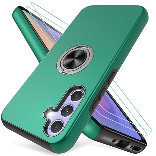 Handyhülle für Samsung Galaxy A54 5G hülle mit 2 Stück Schutzfolie,360°Magnetischer Metall Ring Ständer,Stoßdämpfende Fallschutz Schutzhülle,Anti-Fingerabdruck Hülle für Samsung Galaxy A54-Grün von Pilaru