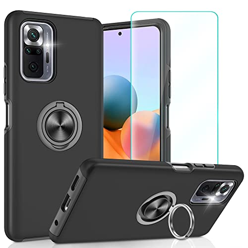 Unzerstörbar für Xiaomi Redmi Note 10 Pro/Note 10 Pro Max Hülle, [Eingebetteter Ständer] [PC+TPU Militär Stoßfest] Schutzhülle Fallschutz Kratzfeste Handyhülle für Redmi Note 10 Pro (6,67") Schwarz von Pilaru