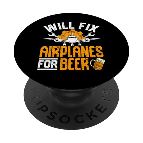 Repariert Flugzeuge für Bierflugzeuge Luftfahrt PopSockets Klebender PopGrip von Pilot Adventure Airplane Apparel Tee