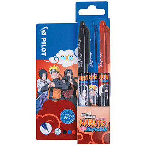 PILOT FRIXION Ball Naruto Tintenroller farbsortiert mit Muster 0,35 mm, Schreibfarbe: farbsortiert, 3 St. von Pilot