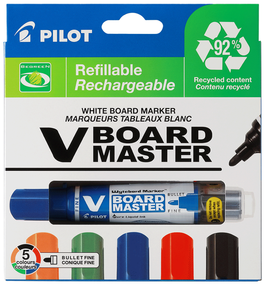 PILOT Whiteboard-Marker V BOARD MASTER, Rundspitze, 5er Etui von Pilot