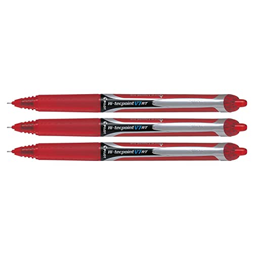 Pilot 3Stück Tintenroller mit einziehbarer Tinte hi-tecpoint V7RT Strichstärke 0,5mm rot von Pilot