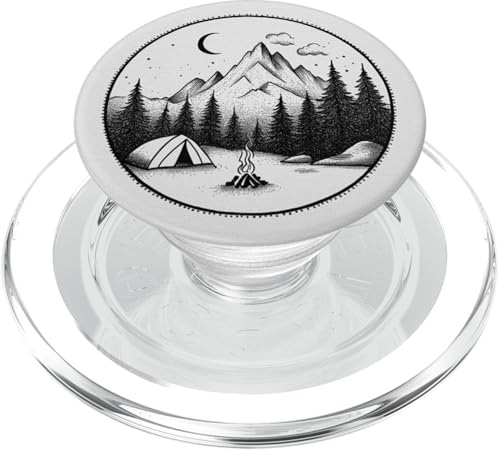 Bergwald und Zelt unter Sternenhimmel minimalistisches Design PopSockets PopGrip für MagSafe von Pine & Shovel Co.