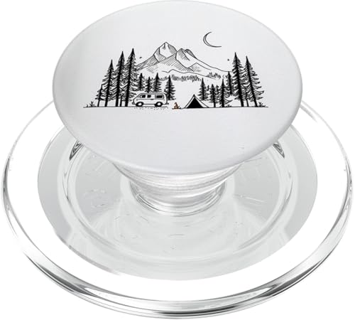 Mountain Forest Camper Van im minimalistischen Design Sternennacht PopSockets PopGrip für MagSafe von Pine & Shovel Co.