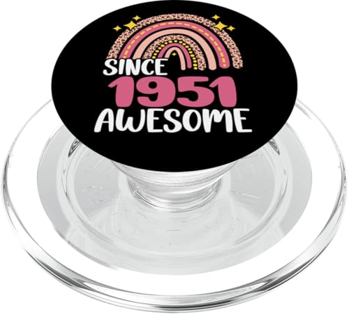 Awesome Since 1951 72. Birthday Rainbow Gifts Born In 1951 PopSockets PopGrip für MagSafe von Pink Leopard Rainbow BDay Gifts Women Girls Floral