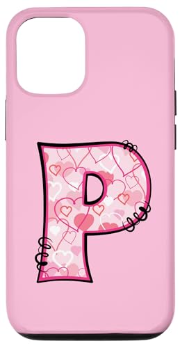 Hülle für iPhone 15 Buchstabe P rosa Initiale Monogramm Herzen Girly von Pink Name Initial Monogram Designs