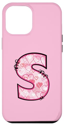 Hülle für iPhone 15 Plus Buchstabe S Rosa Initiale Monogramm Herzen Girly von Pink Name Initial Monogram Designs