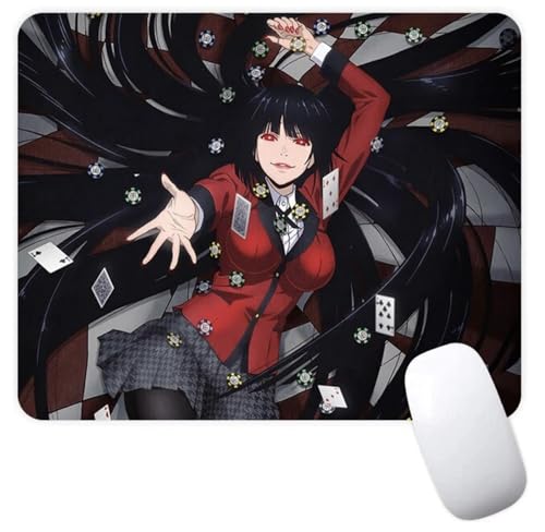 Kakegurui Compulsive Gambler Yumeko Jabami Heart Manga Anime Anti-Rutsch-Mauspad Gaming Computer Mauspad Gaming Desktop Laptop Mauspad mit genähtem Rand 18 x 22 cm von Pinstant