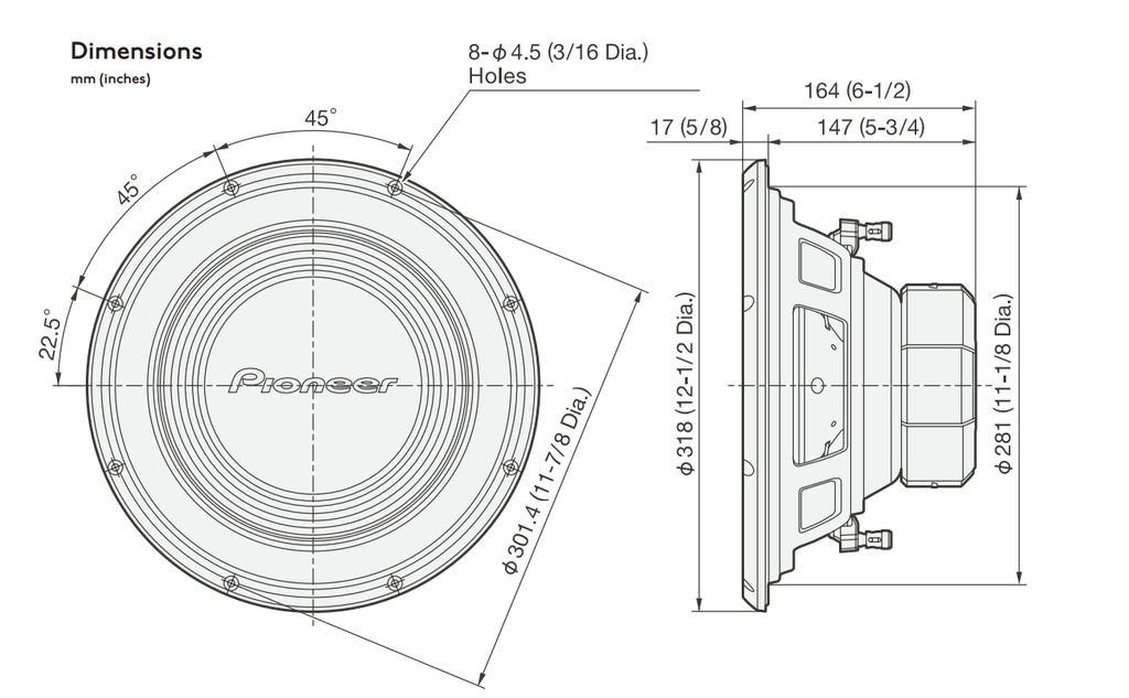 Pioneer TS-A300D4 - 30cm Subwoofer Auto-Subwoofer (500 W) von Pioneer