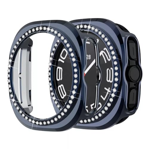 Bling Case Crystal Schutzhülle für Samsung Galaxy Watch 7 Ultra 47 mm, PC-Schutzhülle für Damen (Blau) von Pisheng