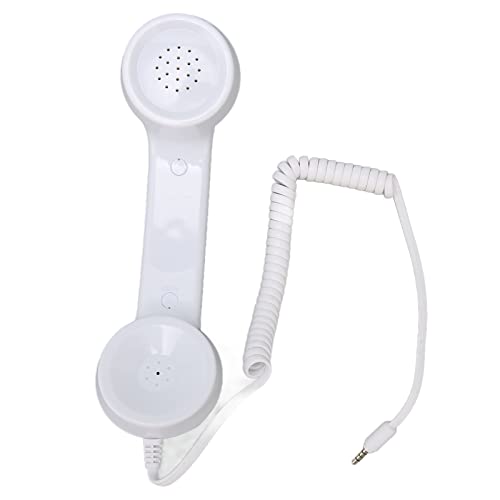 Pissente Retro-Telefonhörer Retro-Hörer, Anti-Strahlung Vintage Kabelgebundener Telefon-Anrufempfänger mit 3,5-mm-Kopfhöreranschluss, Handy-Hörer für Mobiltelefone und Computer (White) von Pissente