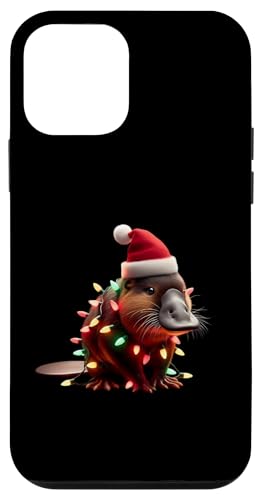 Hülle für iPhone 12 mini Schnabeltier mit Weihnachtsmütze und Weihnachtsbeleuchtung, für Kinder von Platypus With Santa Hat And Christmas Products