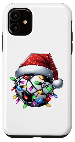 Hülle für iPhone 11 Fußball-Weihnachtsmannmütze, Weihnachtsbeleuchtung, Jungen, Mädchen, Kinder von Play with Santa