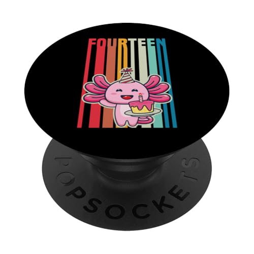 Happy Axolotl Geburtstagsparty 14 Jahre Geburtstag Axolotl Mädchen PopSockets Klebender PopGrip von Playful Pet Axolotl Theme Birthday Party Supplies