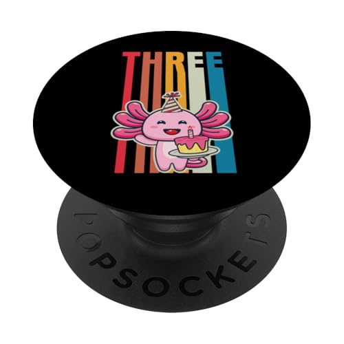 Happy Axolotl Geburtstagsparty 3 Jahre Geburtstag Axolotl Mädchen PopSockets Klebender PopGrip von Playful Pet Axolotl Theme Birthday Party Supplies