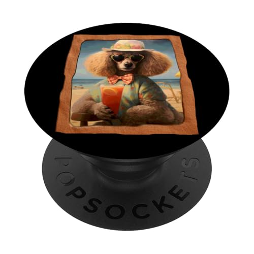 Chill Pudel mit Cocktail und Schattierungen PopSockets Klebender PopGrip von Playful Summer Vibes Pet Relaxation Beach Life