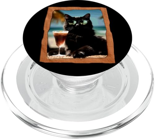 Coole Katze mit Sonnenbrille am Strand PopSockets PopGrip für MagSafe von Playful Summer Vibes Pet Relaxation Beach Life