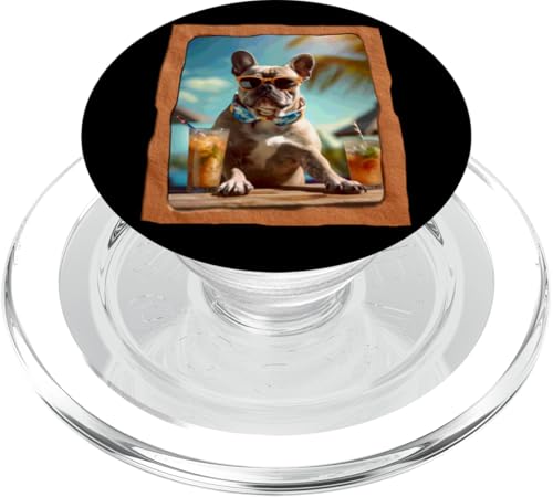 Coole französische Bulldogge Sommer Getränke Spaß PopSockets PopGrip für MagSafe von Playful Summer Vibes Pet Relaxation Beach Life