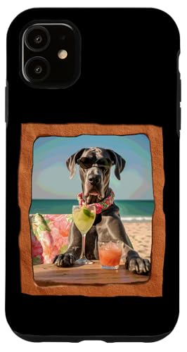 Hülle für iPhone 11 Cooler Hund genießt Cocktails am Strand von Playful Summer Vibes Pet Relaxation Beach Life