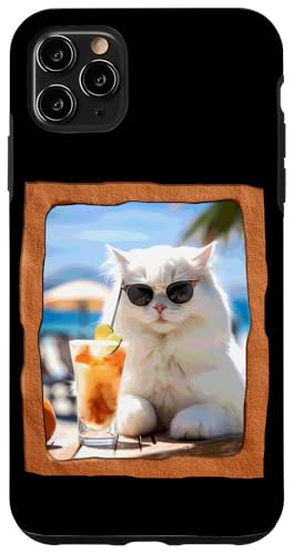 Hülle für iPhone 11 Pro Max Chill Cat genießt Sunny Beach-Vibes von Playful Summer Vibes Pet Relaxation Beach Life