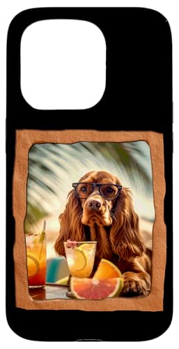 Hülle für iPhone 15 Pro Hund genießt tropische Cocktails Outlook von Playful Summer Vibes Pet Relaxation Beach Life