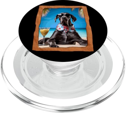 Strandhunde-Urlaubsstimmung mit Cocktail PopSockets PopGrip für MagSafe von Playful Summer Vibes Pet Relaxation Beach Life