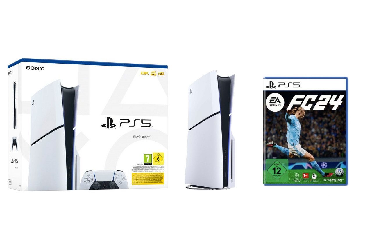 Playstation 5 Disk Edition (Slim) (Konsolen-Bundle), inkl. EA Sports FC24 von Playstation