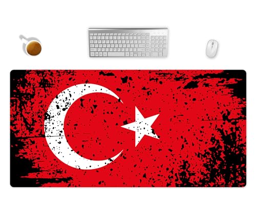 Mauspad XXL Türkei Flagge Büro Deko Schreibtischunterlage Gaming Mousepad Groß Schreibtisch In 2 Größen Computer Zubehör Schreibtischmatte (60x35cm) von PlimPlom