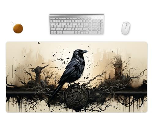 Mauspad XXL - Wikinger Rabe Gothic Schreibtischunterlage - Gaming Mousepad Groß - Schreibtisch Matte In 2 Größen (4, 60x35cm) von PlimPlom