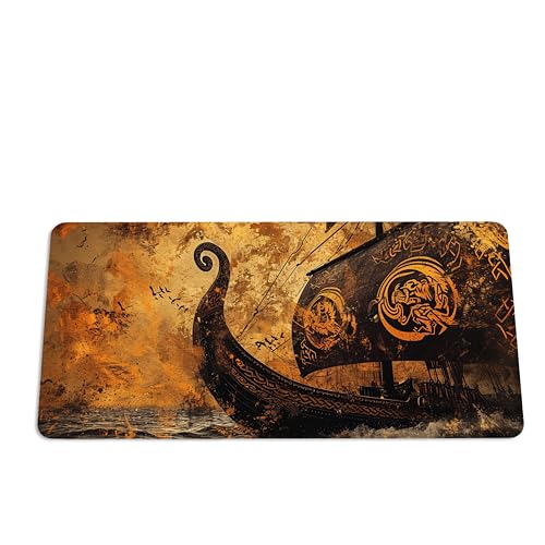 Wikinger Mauspad XXL Gaming - Schreibtischunterlage Groß - Gamer Mousepad - Schreibtisch Matte In 2 Größen - Tischunterlage Rutschfest (3, 80x40cm) von PlimPlom