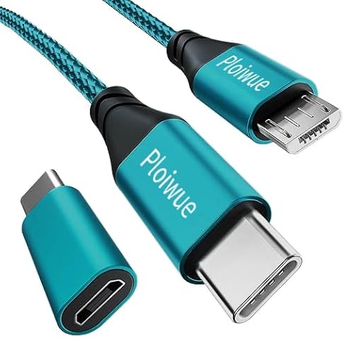 USB C auf Micro USB Kabel 4M USB C to Micro USB Adapter USB Typ C auf Micro Kabel USB C zu Micro Ladegerät Kabel Android Ladekabel Kompatibel für Samsung Galaxy S20/S9/S9+/S10, Huawei, HTC, LG von Ploiwue