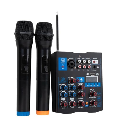 Plookyoe 5-Kanal-USB-Audiomixer mit Kabellosem Mikrofon, Studio-Soundmixer, Bluetooth-REC, DJ-Konsolenmischung für Karaoke von Plookyoe