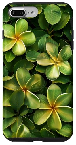 Hülle für iPhone 7 Plus/8 Plus Grüne Frangipani-Blumen, Plumeria-Blume, hübscher Garten von Plumeria Frangipani Flowers Hawaii Design