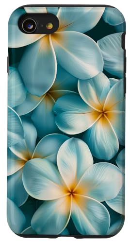 Hülle für iPhone SE (2020) / 7 / 8 Spa Blue Frangipani Blumen Plumeria Flower Pretty Garden von Plumeria Frangipani Flowers Hawaii Design