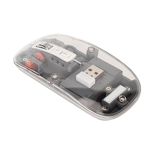 Drahtlose 2,4-G-Maus, Transparent, 3 Verbindungsmodi, 4 Gänge DPI, Transparente Magnetabdeckung, Plug-and-Play, Batterieanzeige, für Computer und Laptops (Gray) von Plyisty